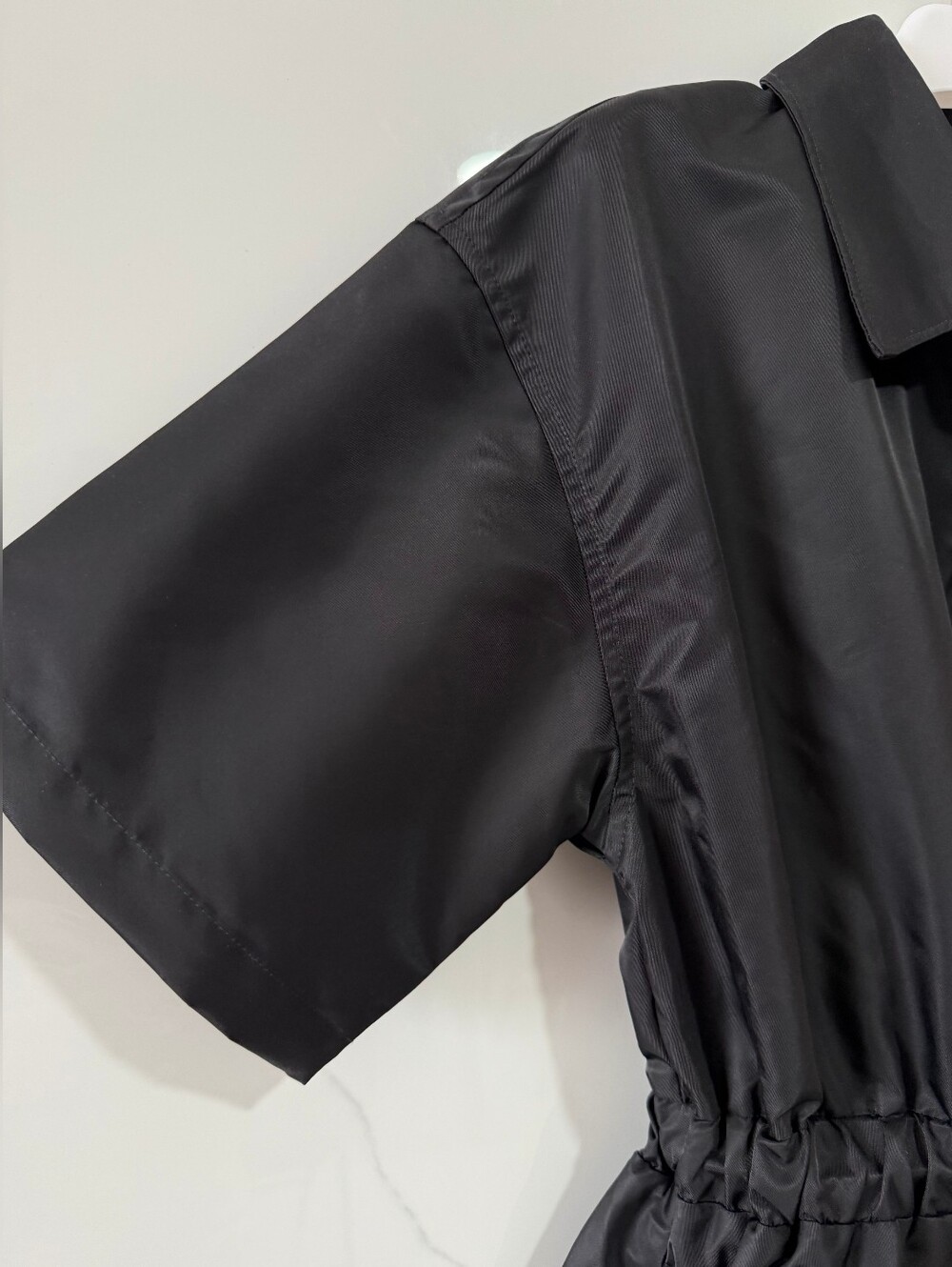 Prada Black Short-Sleeve Drawstring A-Line Mini Dress - Picture 5 of 13